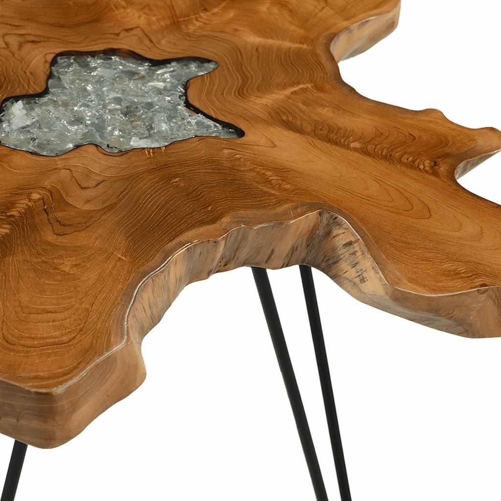 281651 vidaXL Coffee Table 70x45 cm Solid Teak Wood and Polyresin