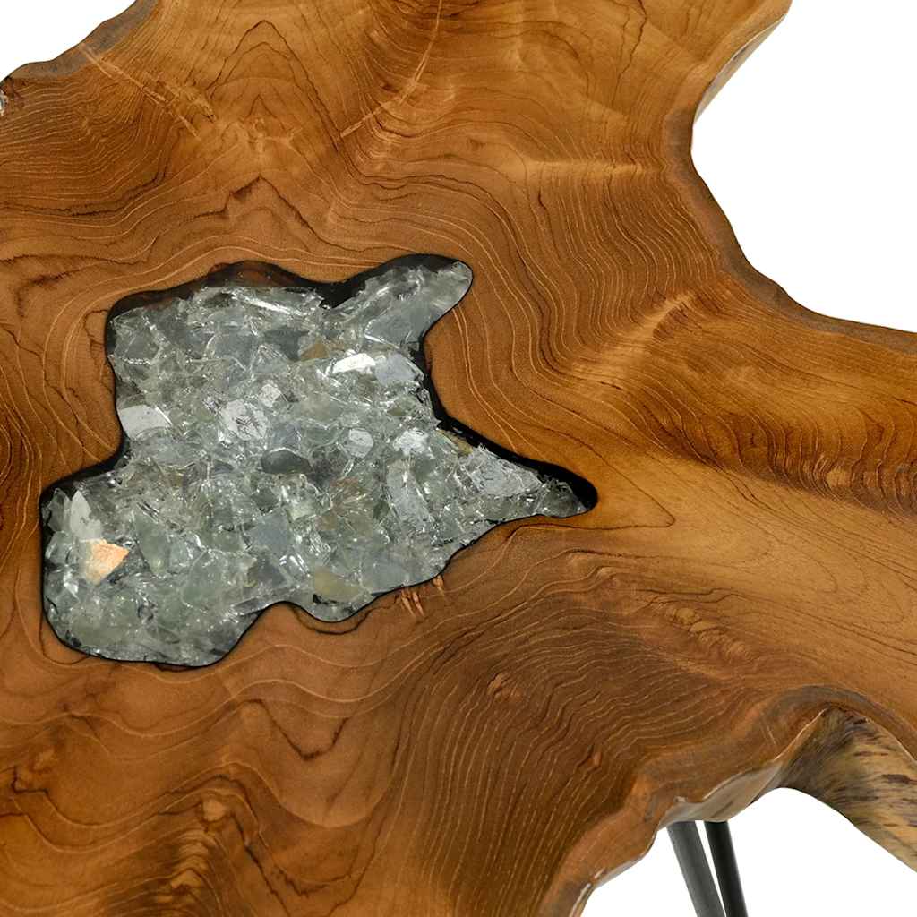 281651 vidaXL Coffee Table 70x45 cm Solid Teak Wood and Polyresin