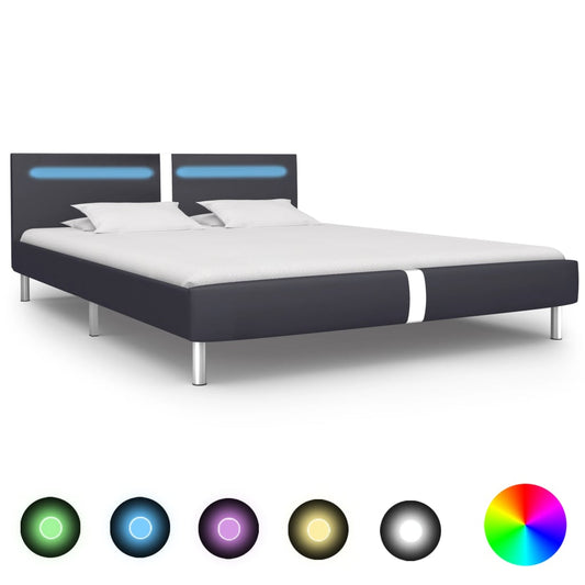 vidaXL Bed Frame with LED without Mattress Black 150x200 cm King Size