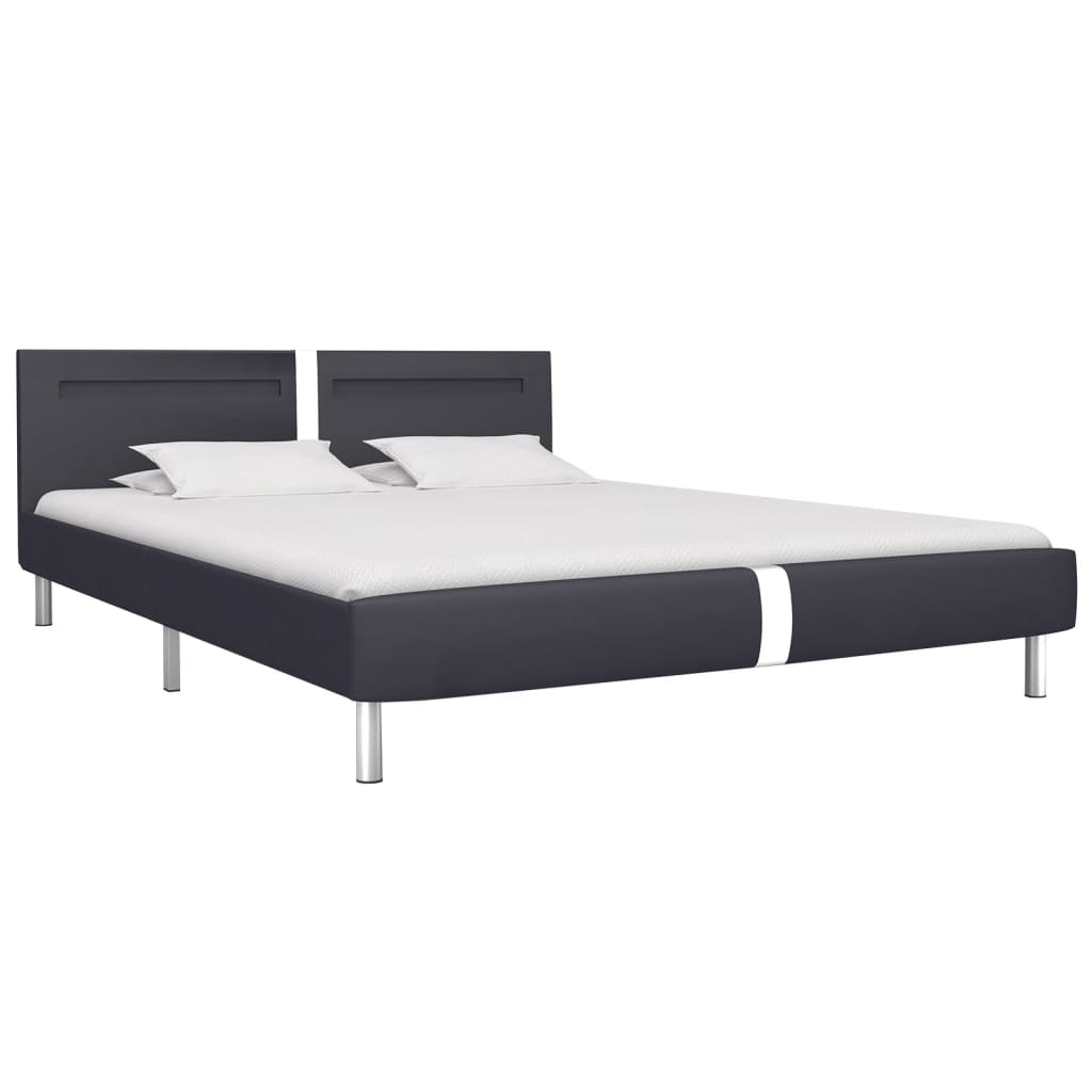 vidaXL Bed Frame with LED without Mattress Black 150x200 cm King Size