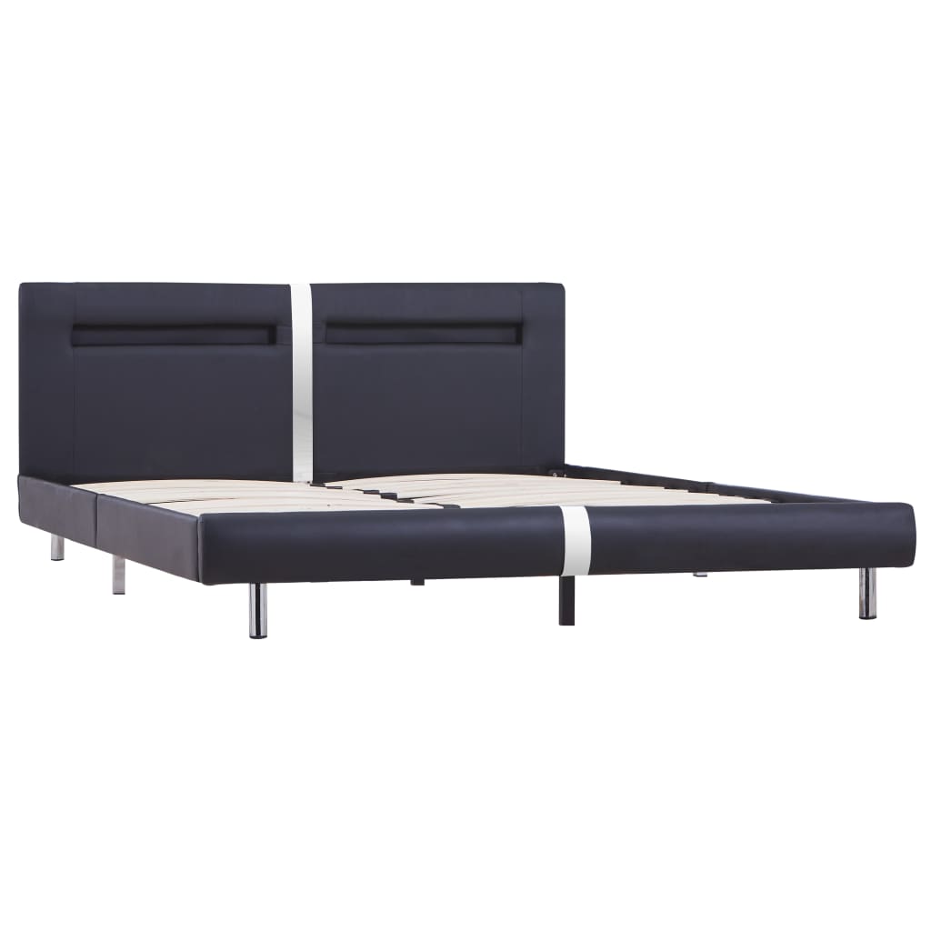 vidaXL Bed Frame with LED without Mattress Black 150x200 cm King Size