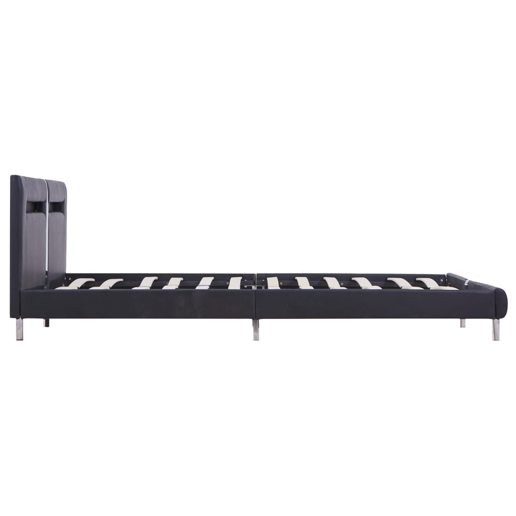 vidaXL Bed Frame with LED without Mattress Black 150x200 cm King Size