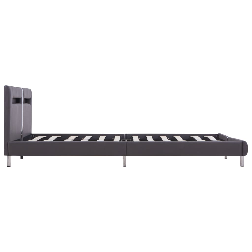 vidaXL Bed Frame with LED without Mattress Grey Faux Leather 150x200 cm King Size