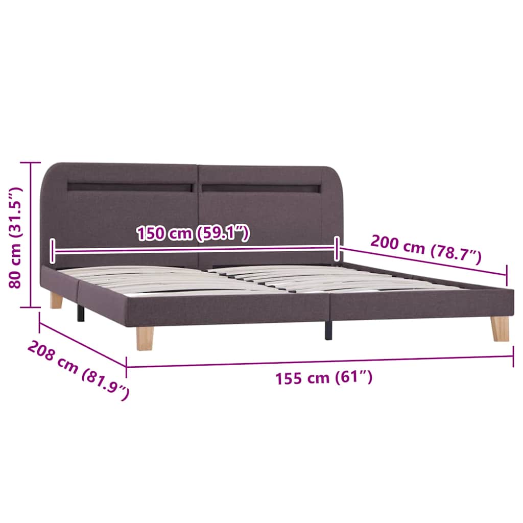 Bed Frame | Taupe | Iron | King | Adjustable Armrests | Bed Frame
