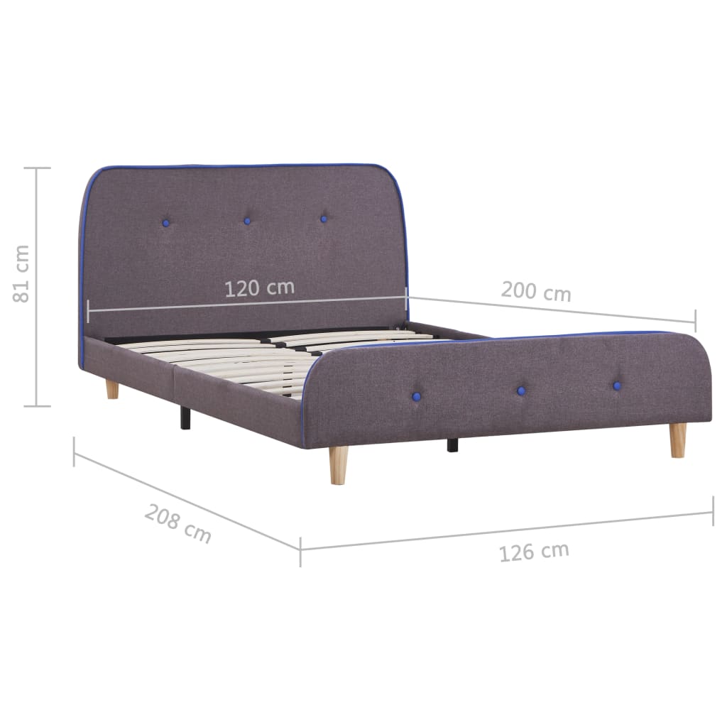 vidaXL Bed Frame without Mattress Taupe Fabric 120x190 cm Small Double