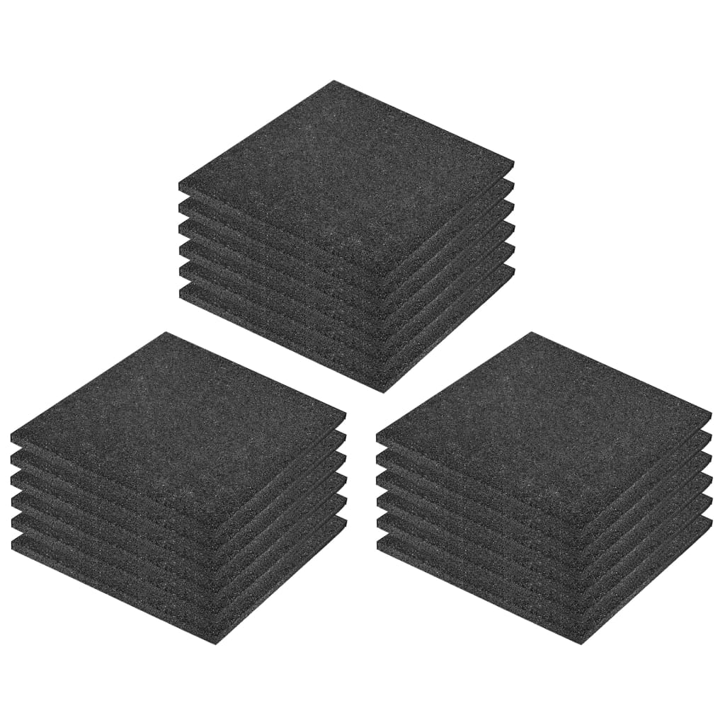 vidaXL Fall Protection Tiles 18 pcs Rubber 50x50x3 cm Black