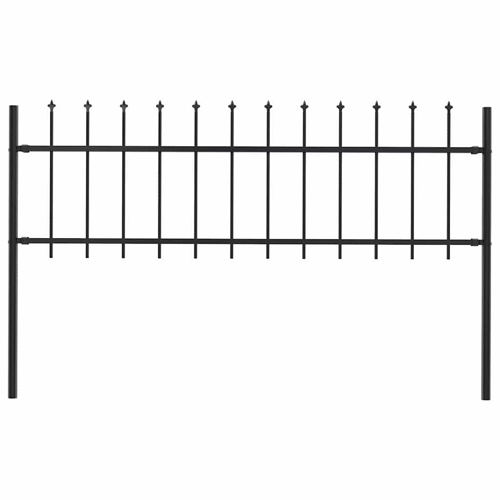 vidaXL Garden Fence with Spear Top Steel 1.8 m Black