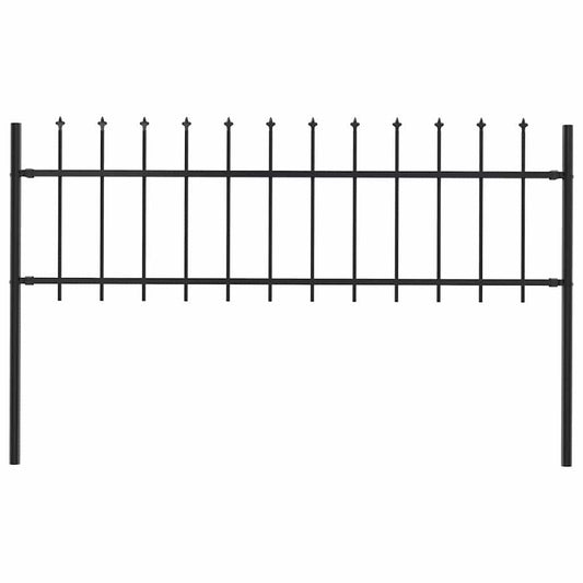 vidaXL Garden Fence with Spear Top Steel 1.8 m Black