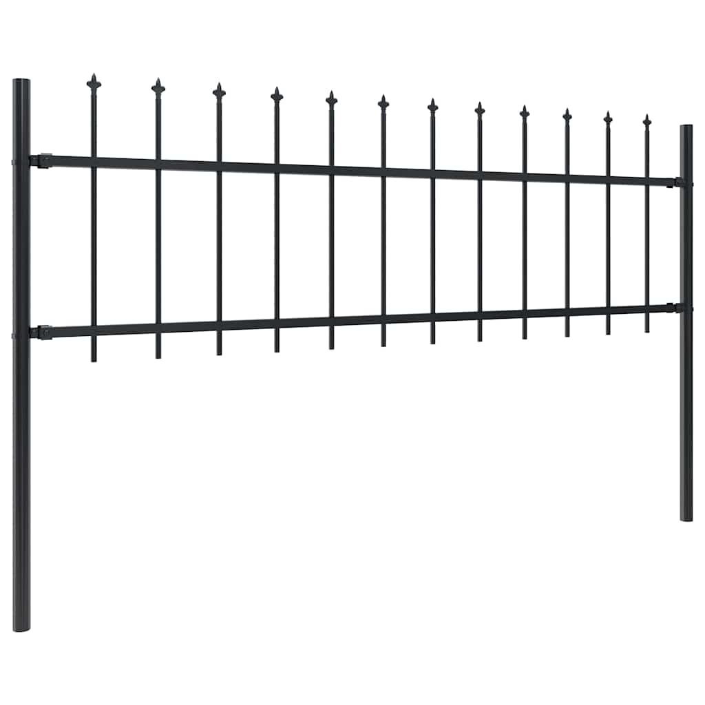 vidaXL Garden Fence with Spear Top Steel 1.8 m Black