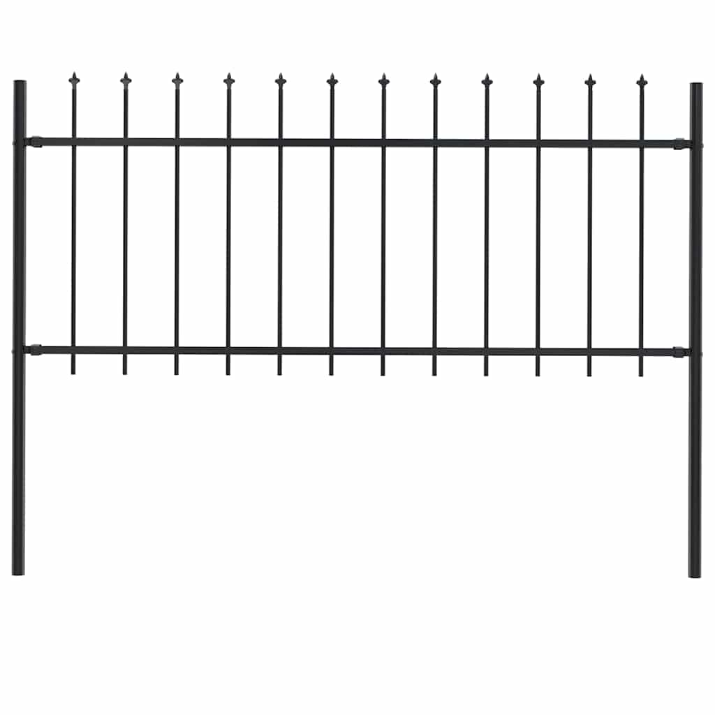 vidaXL Garden Fence with Spear Top Steel 1.8 m Black