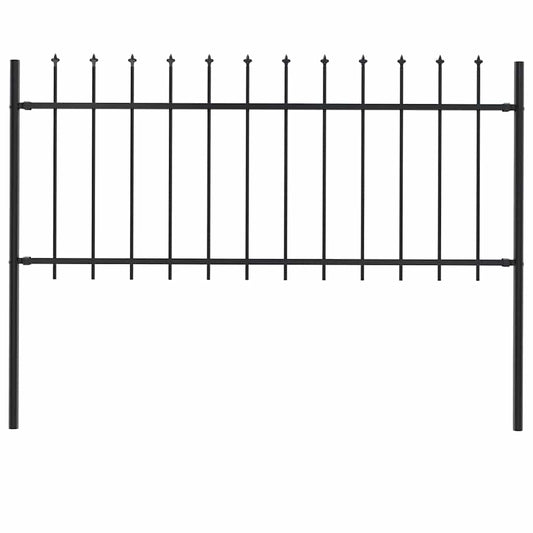 vidaXL Garden Fence with Spear Top Steel 1.8 m Black