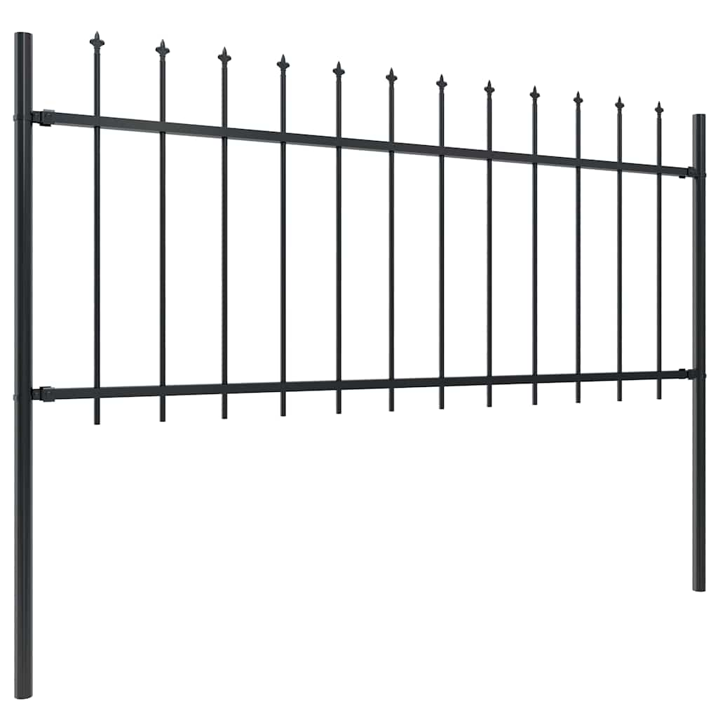 vidaXL Garden Fence with Spear Top Steel 1.8 m Black