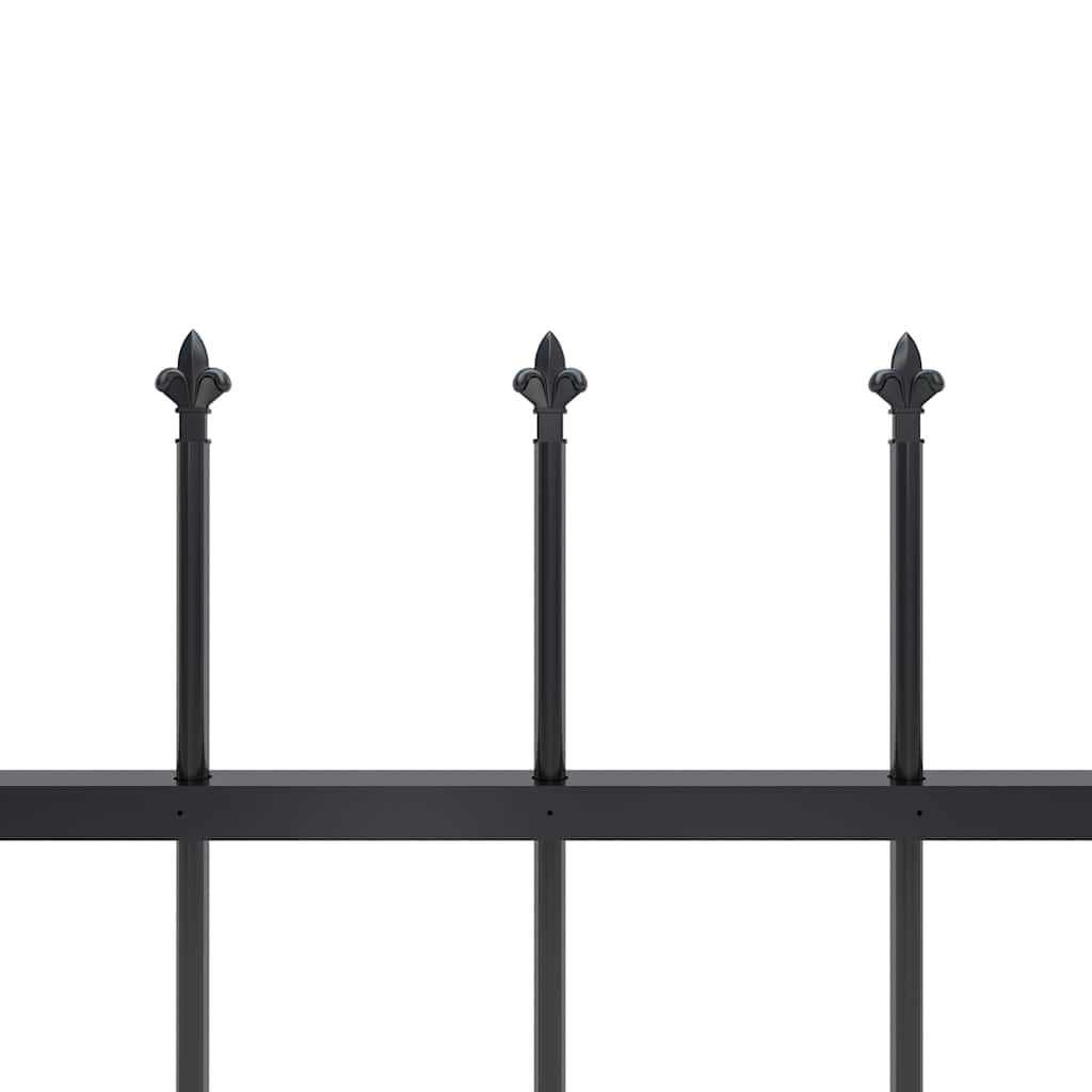 vidaXL Garden Fence with Spear Top Steel 1.8 m Black