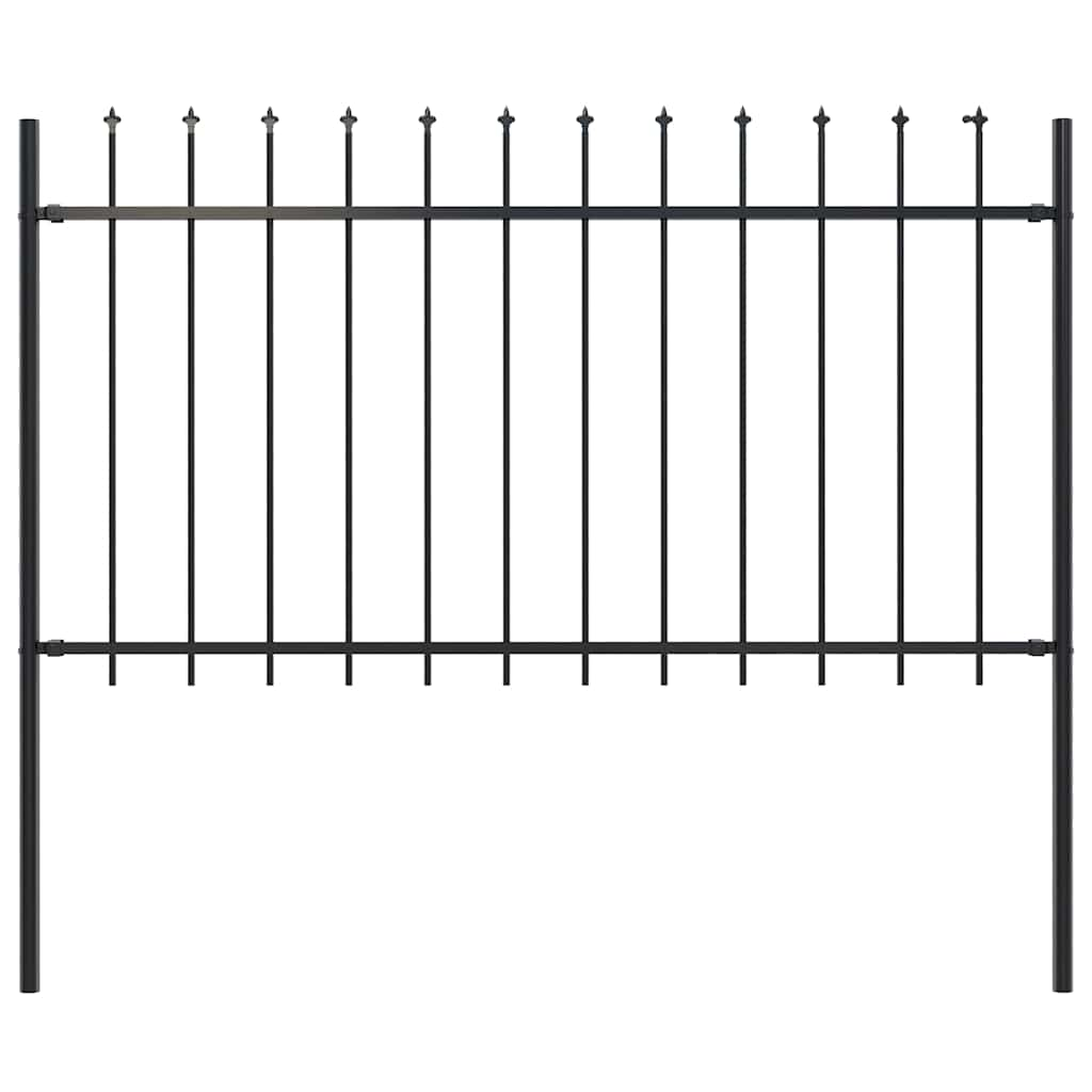 vidaXL Garden Fence with Spear Top Steel 1.8 m Black