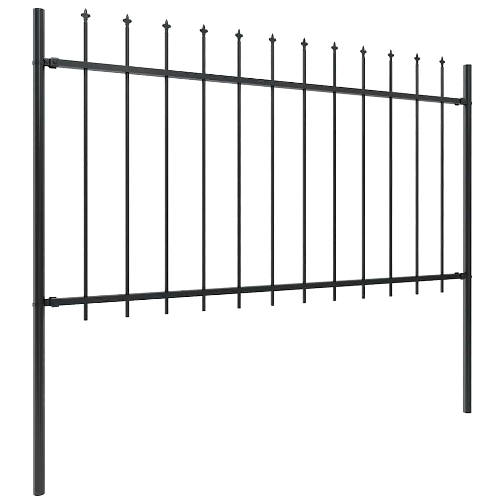 vidaXL Garden Fence with Spear Top Steel 1.8 m Black