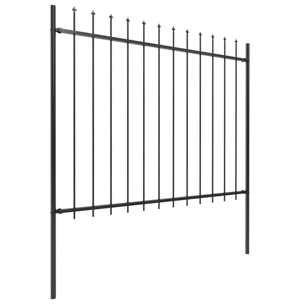 vidaXL Garden Fence with Spear Top Steel 1.8 m Black