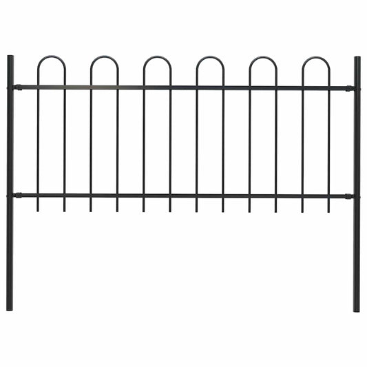 vidaXL Garden Fence with Hoop Top Steel 1.8 m Black