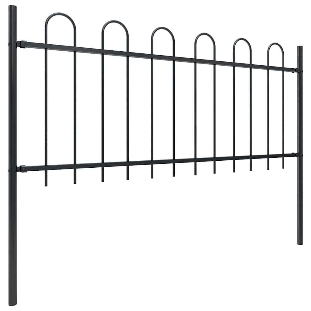 vidaXL Garden Fence with Hoop Top Steel 1.8 m Black