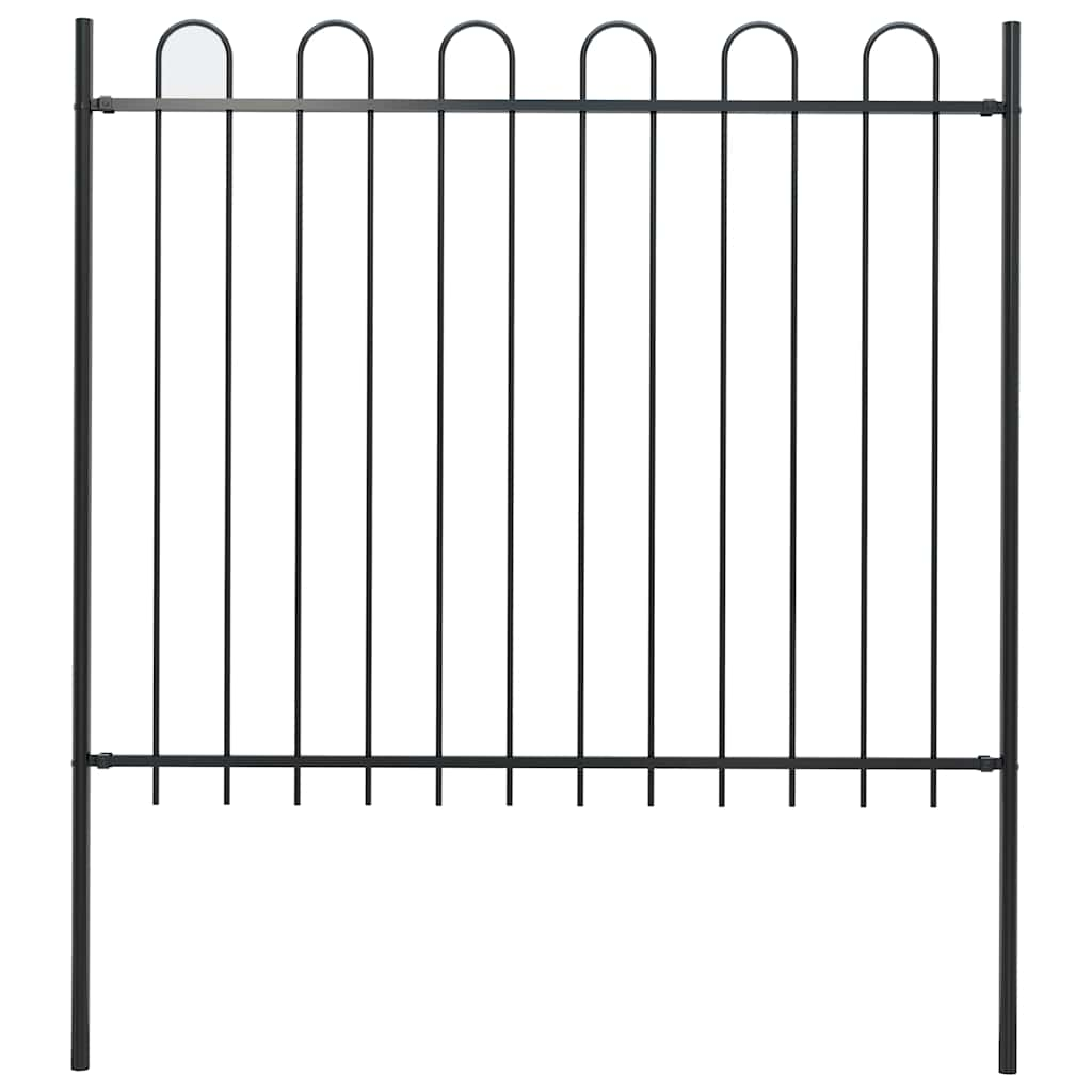 vidaXL Garden Fence with Hoop Top Steel 1.8 m Black