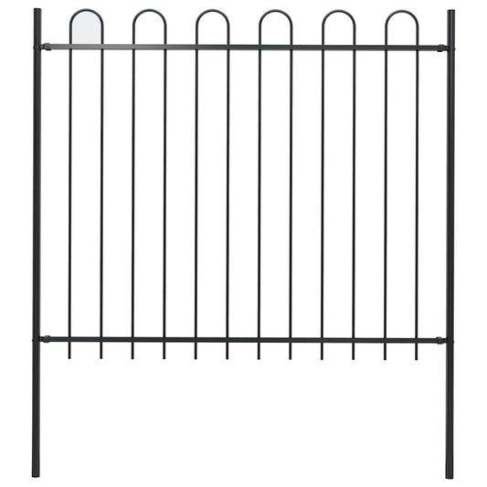 vidaXL Garden Fence with Hoop Top Steel 1.8 m Black