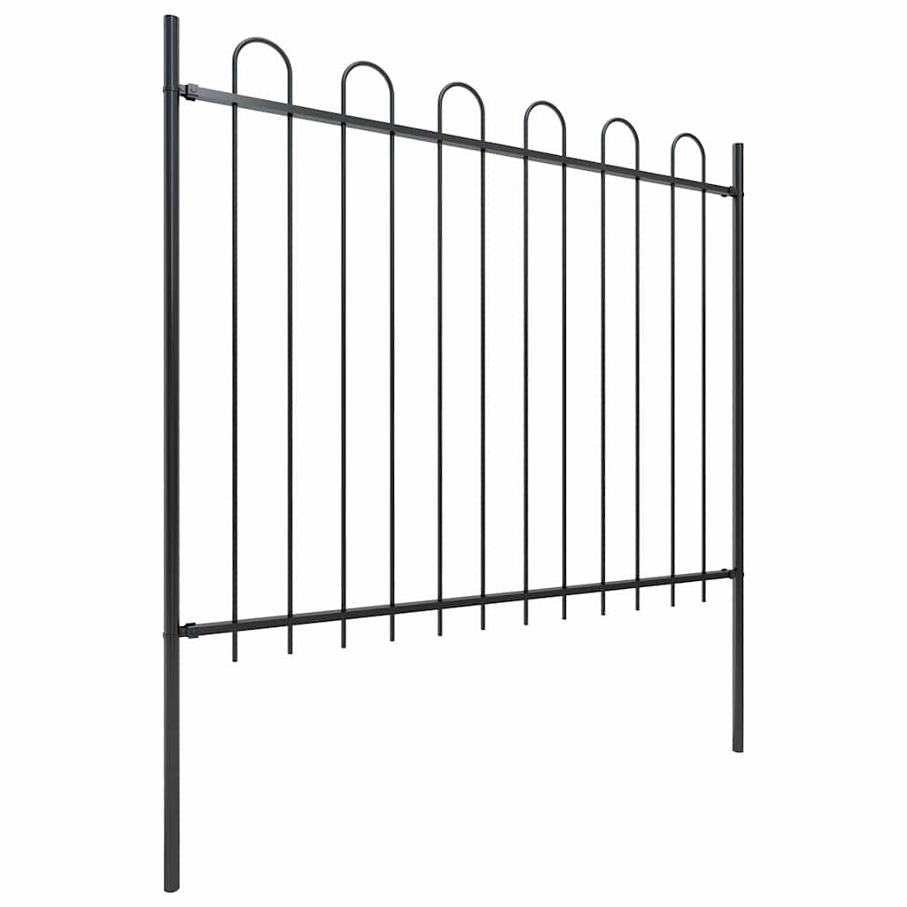 vidaXL Garden Fence with Hoop Top Steel 1.8 m Black