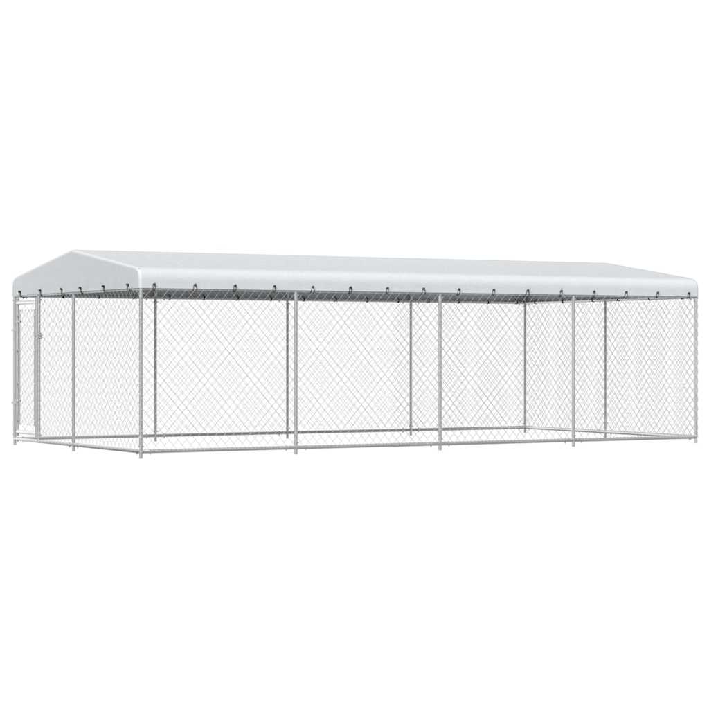 Outdoor Dog Kennel with Roof 7.6x3.8x2.3 m
