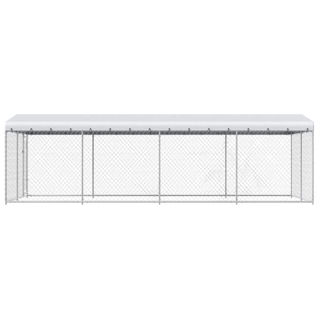 Outdoor Dog Kennel with Roof 7.6x3.8x2.3 m