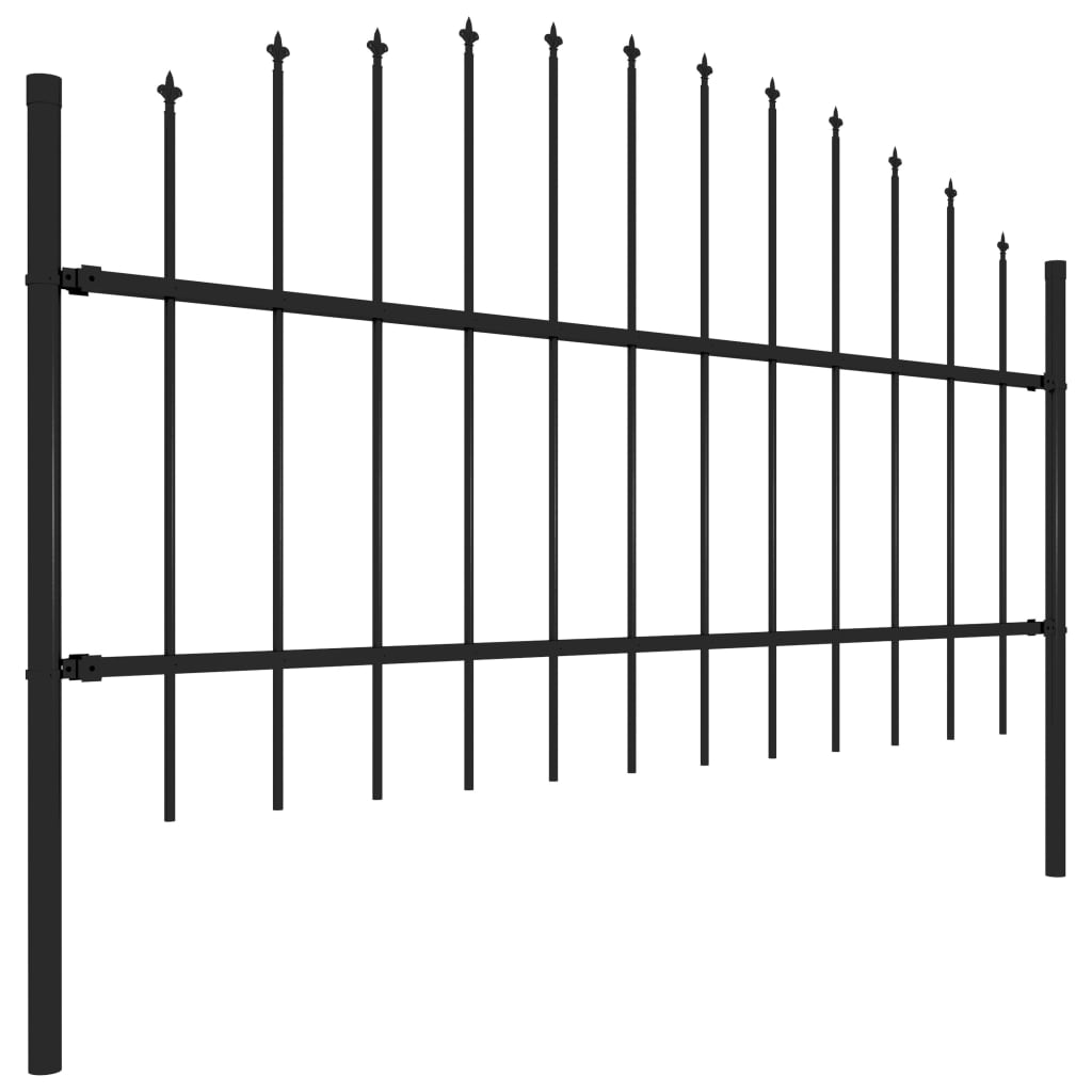 vidaXL Garden Fence with Spear Top Steel