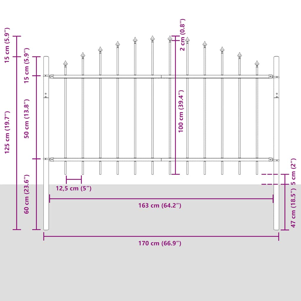 Garden Fence Woerden with Spear Top Steel 170x100 cm Black