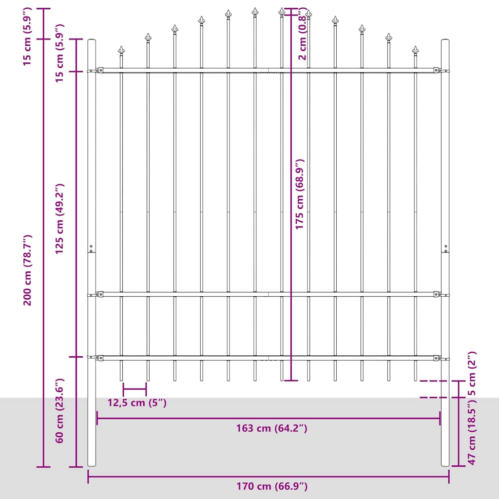 Garden Fence Woerden with Spear Top Steel 170x175 cm Black