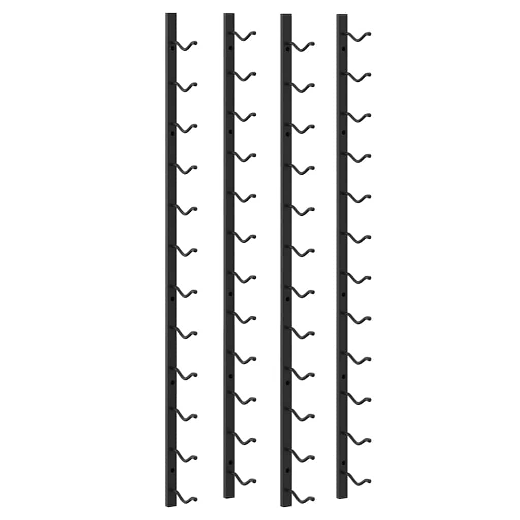 Wall Mounted Wine Racks for 12 Bottles 2 pcs Black Iron