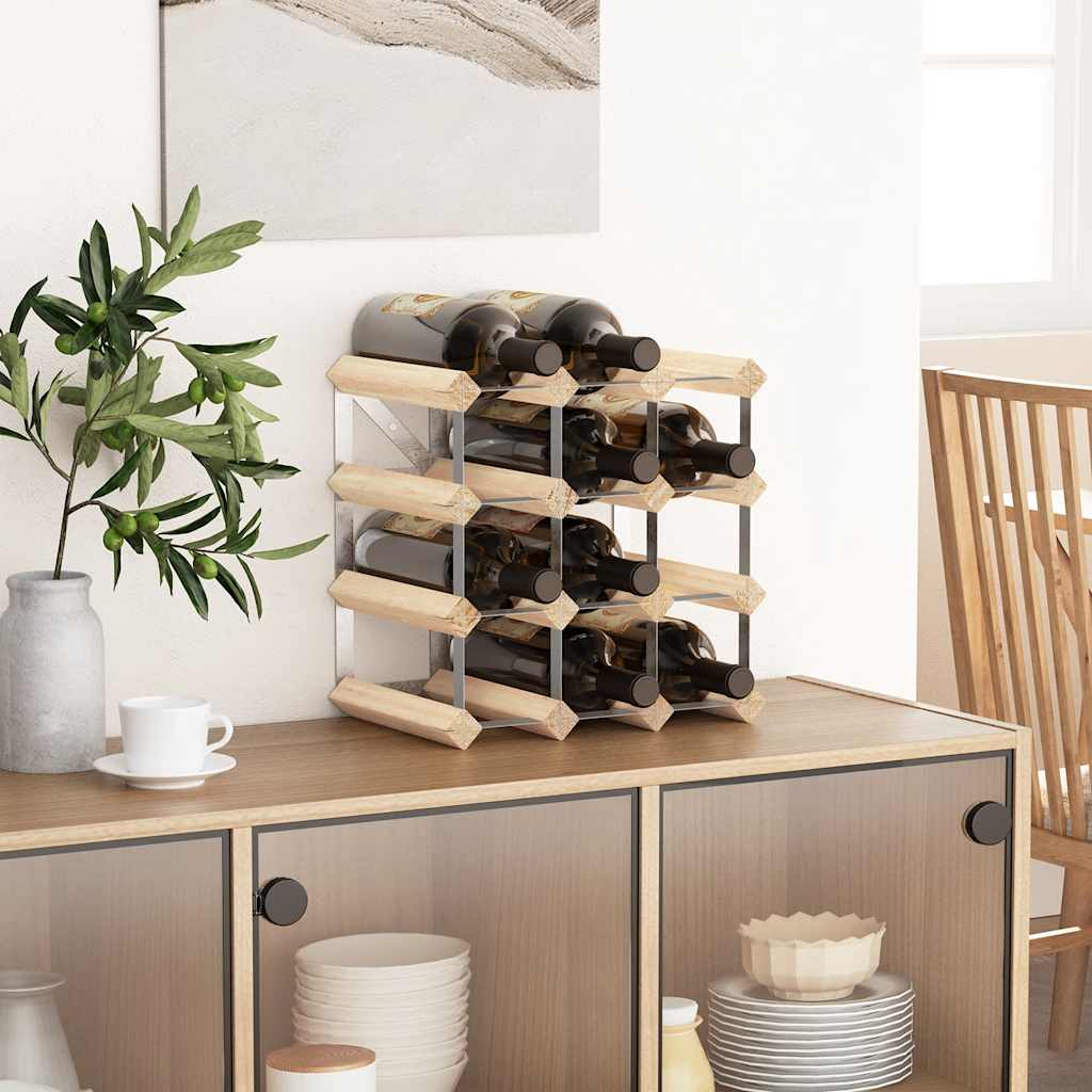 Wine Rack for 12 Bottles Solid Pinewood