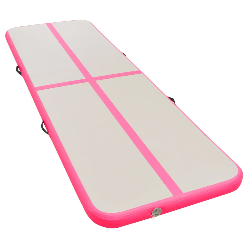 vidaXL Inflatable Gymnastics Mat with Pump 700x100x10 cm PVC Pink