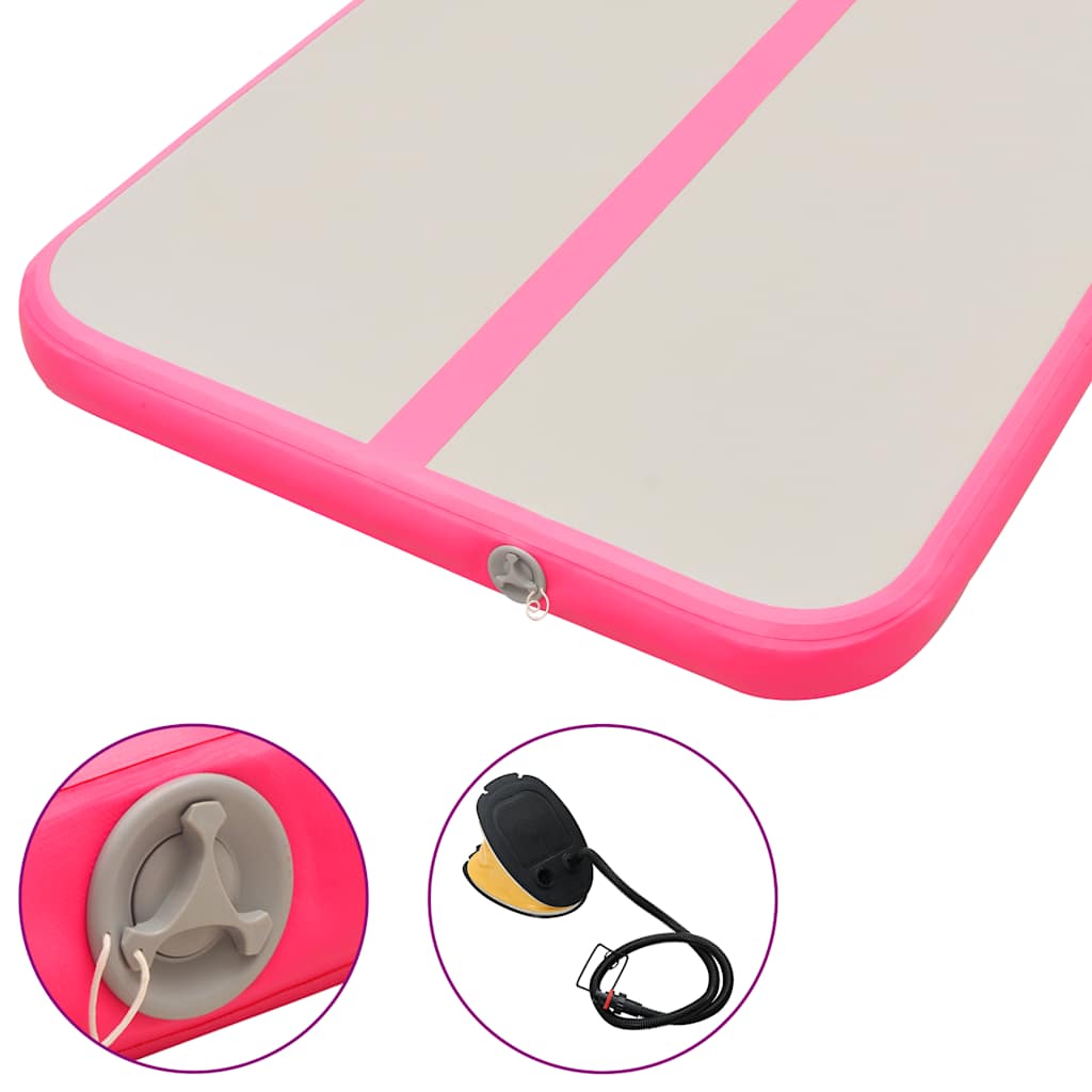 Inflatable Gymnastics Mat with Pump 800x100x10 cm PVC Pink