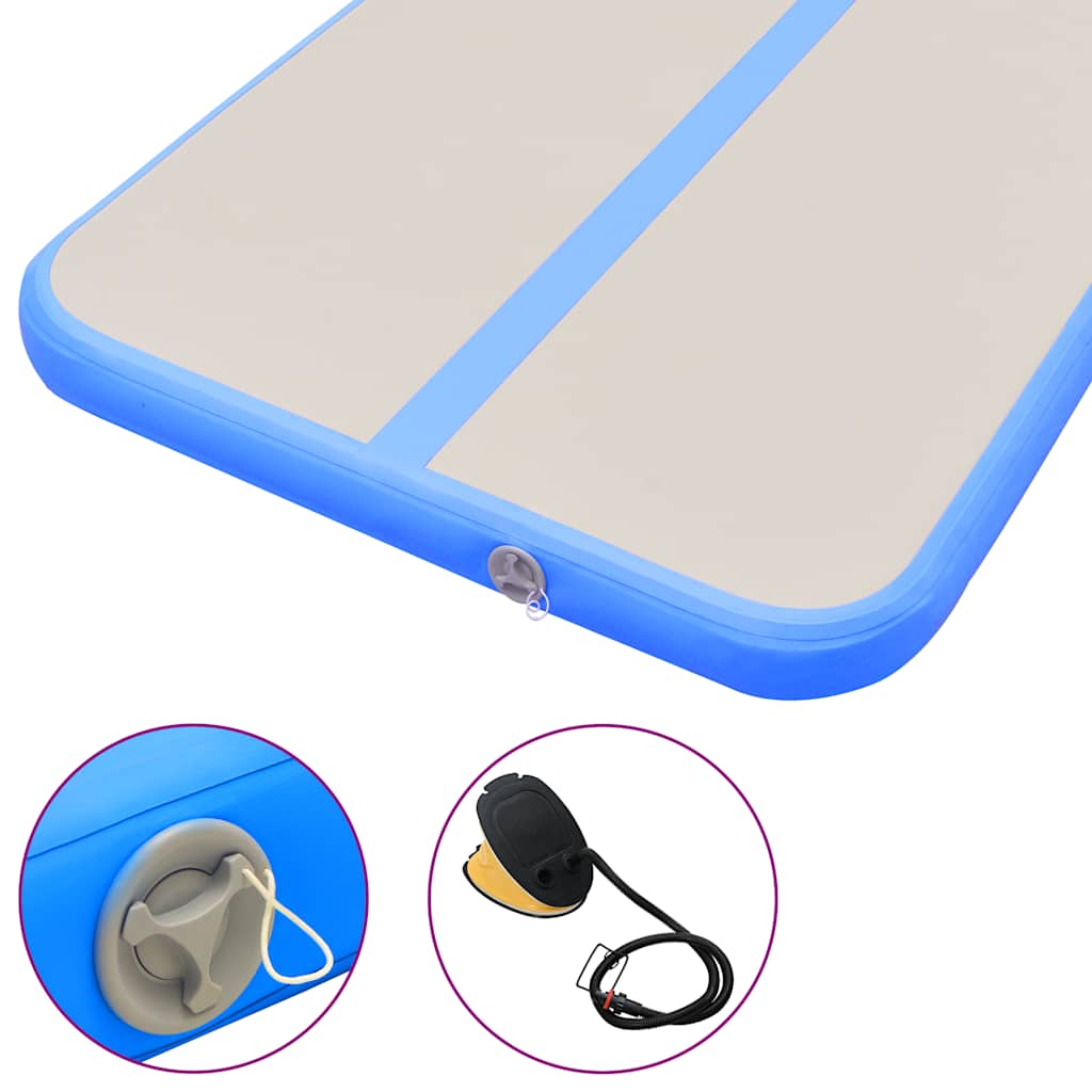 Inflatable Gymnastics Mat with Pump 800x100x10 cm PVC Blue