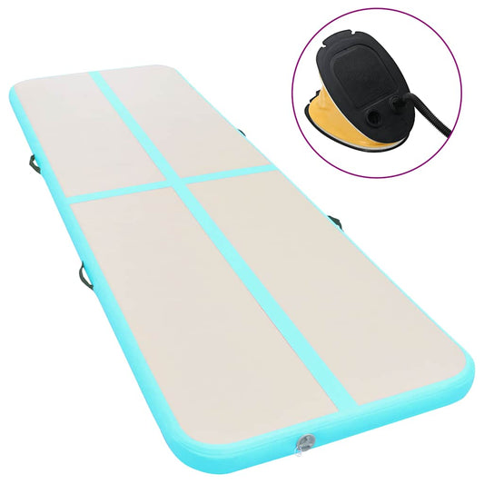 Inflatable Gymnastics Mat with Pump 800x100x10 cm PVC Green