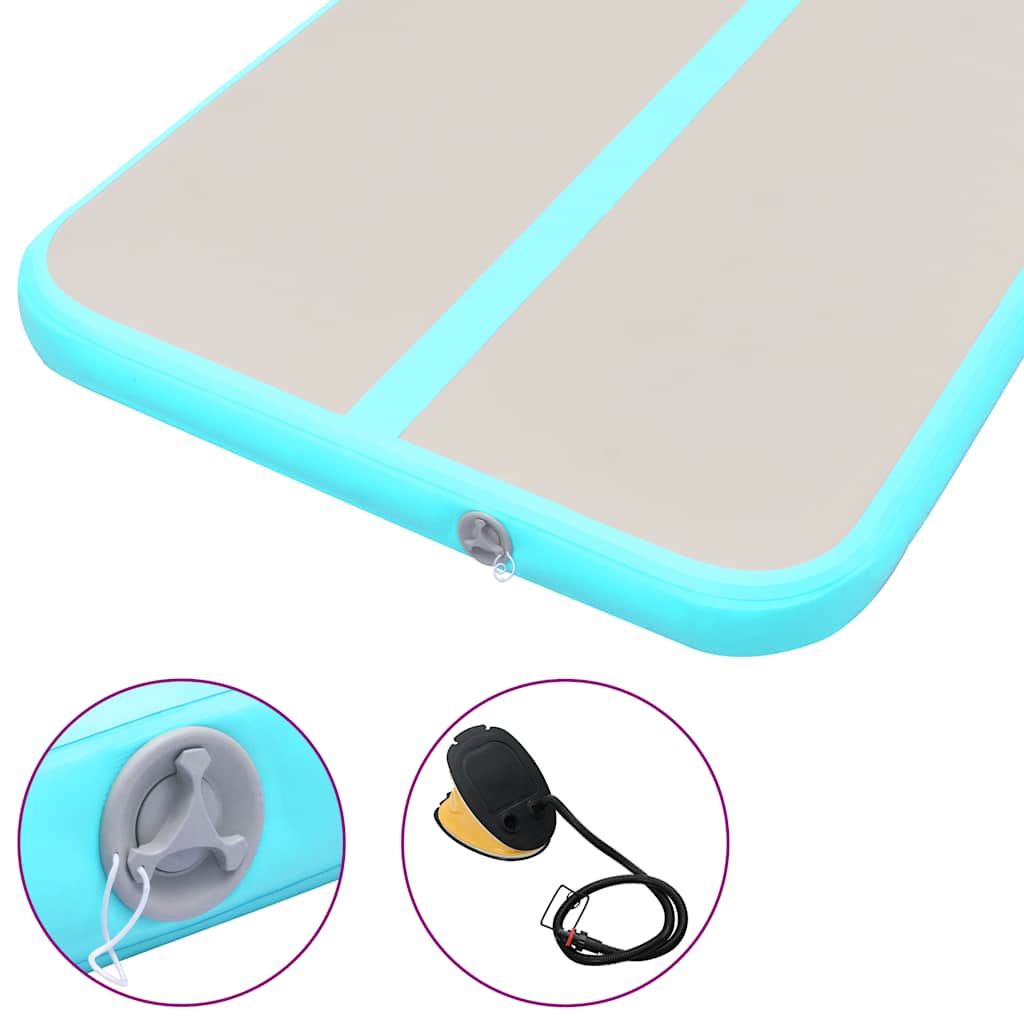 Inflatable Gymnastics Mat with Pump 800x100x10 cm PVC Green