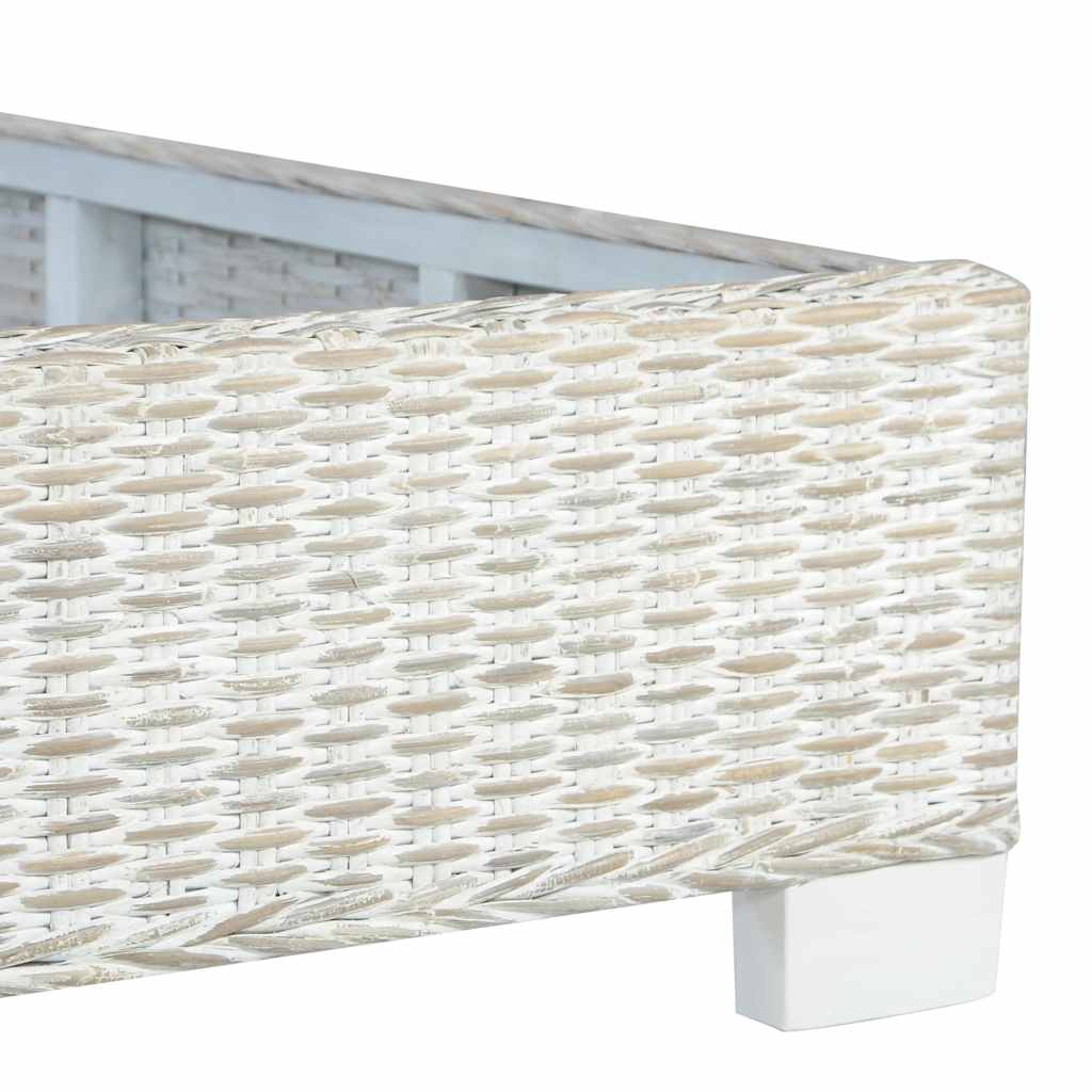 Bed Frame without Mattress Grey Natural Rattan 180x200 cm Super King