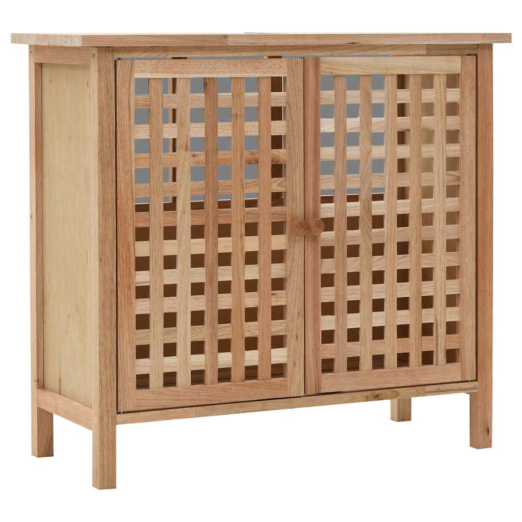 247607 vidaXL Sink Cabinet with Mirror Solid Walnut Wood
