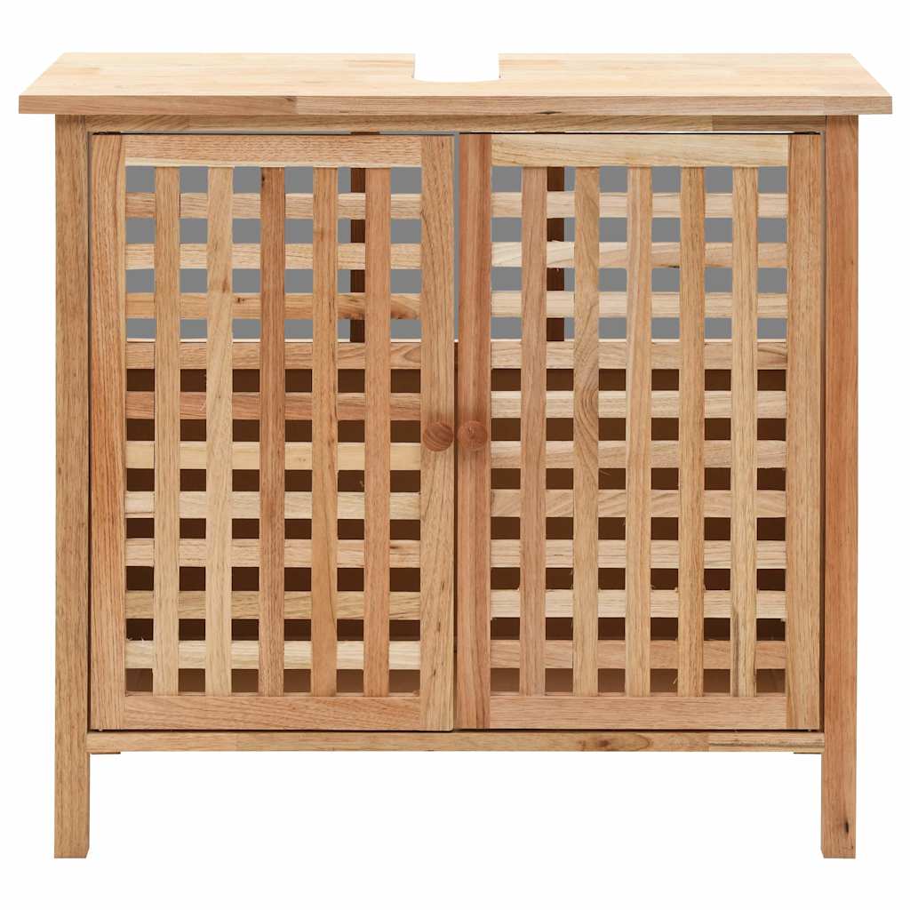 247607 vidaXL Sink Cabinet with Mirror Solid Walnut Wood