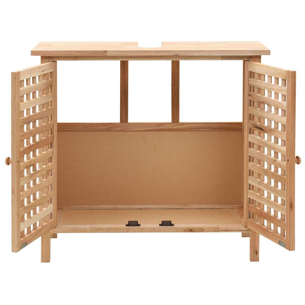 247607 vidaXL Sink Cabinet with Mirror Solid Walnut Wood