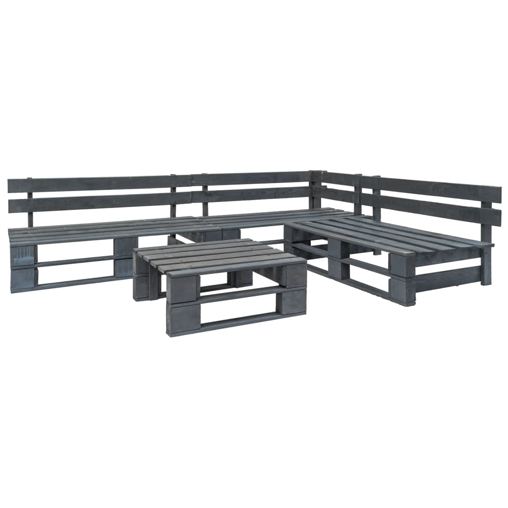 vidaXL 4 Piece Garden Pallets Lounge Set Wood Grey