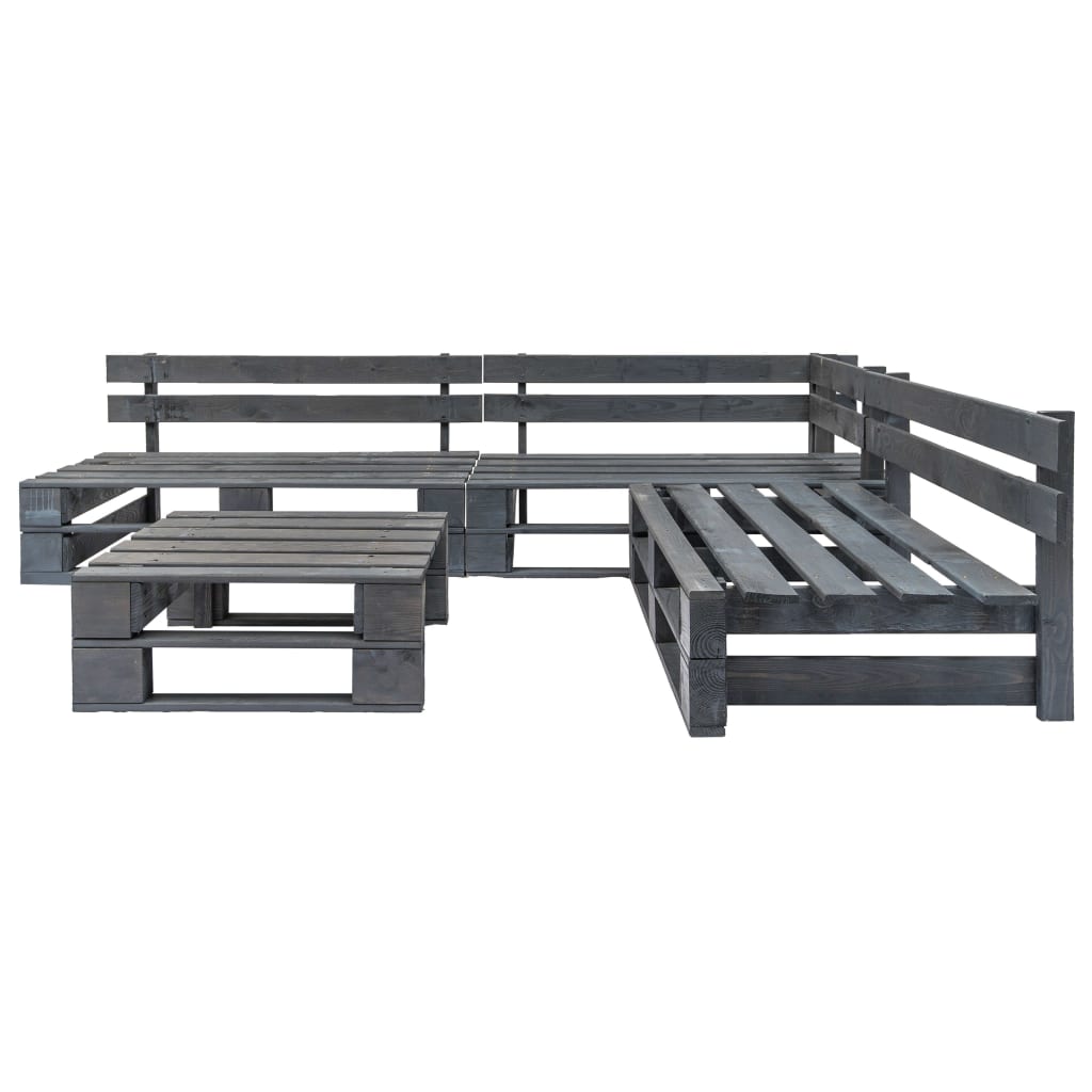 vidaXL 4 Piece Garden Pallets Lounge Set Wood Grey