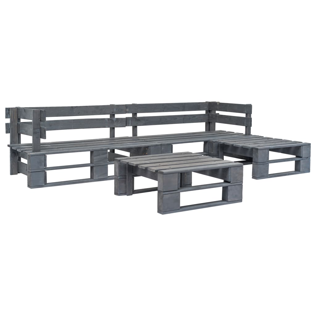 vidaXL 4 Piece Garden Pallets Lounge Set Wood Grey