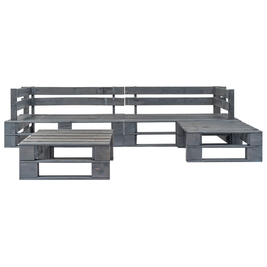 vidaXL 4 Piece Garden Pallets Lounge Set Wood Grey