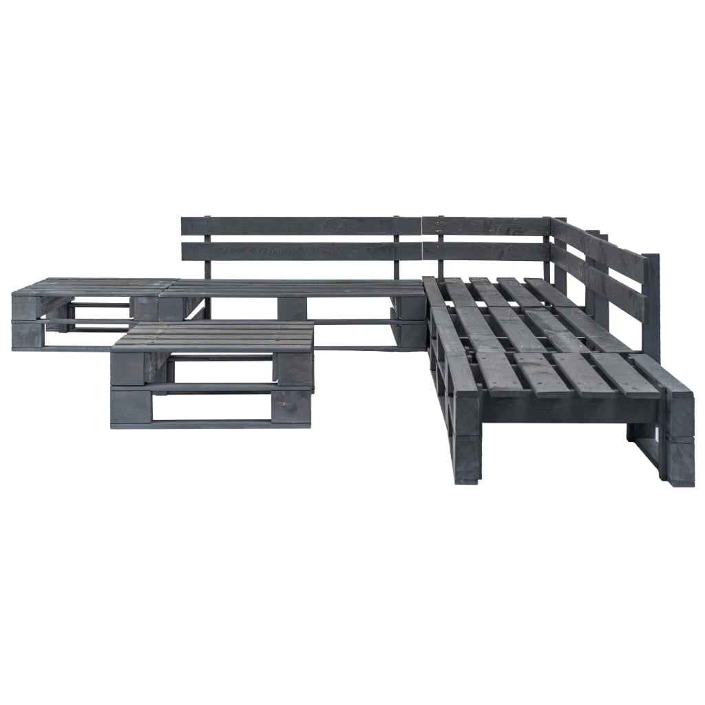 vidaXL 6 Piece Garden Pallets Lounge Set Wood Grey