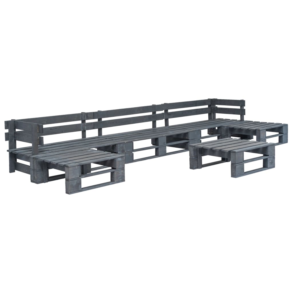 vidaXL 6 Piece Garden Pallets Lounge Set Wood Grey