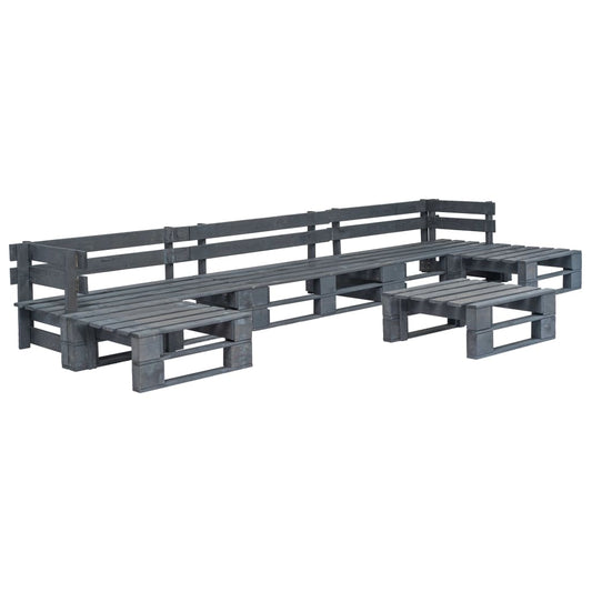 vidaXL 6 Piece Garden Pallets Lounge Set Wood Grey