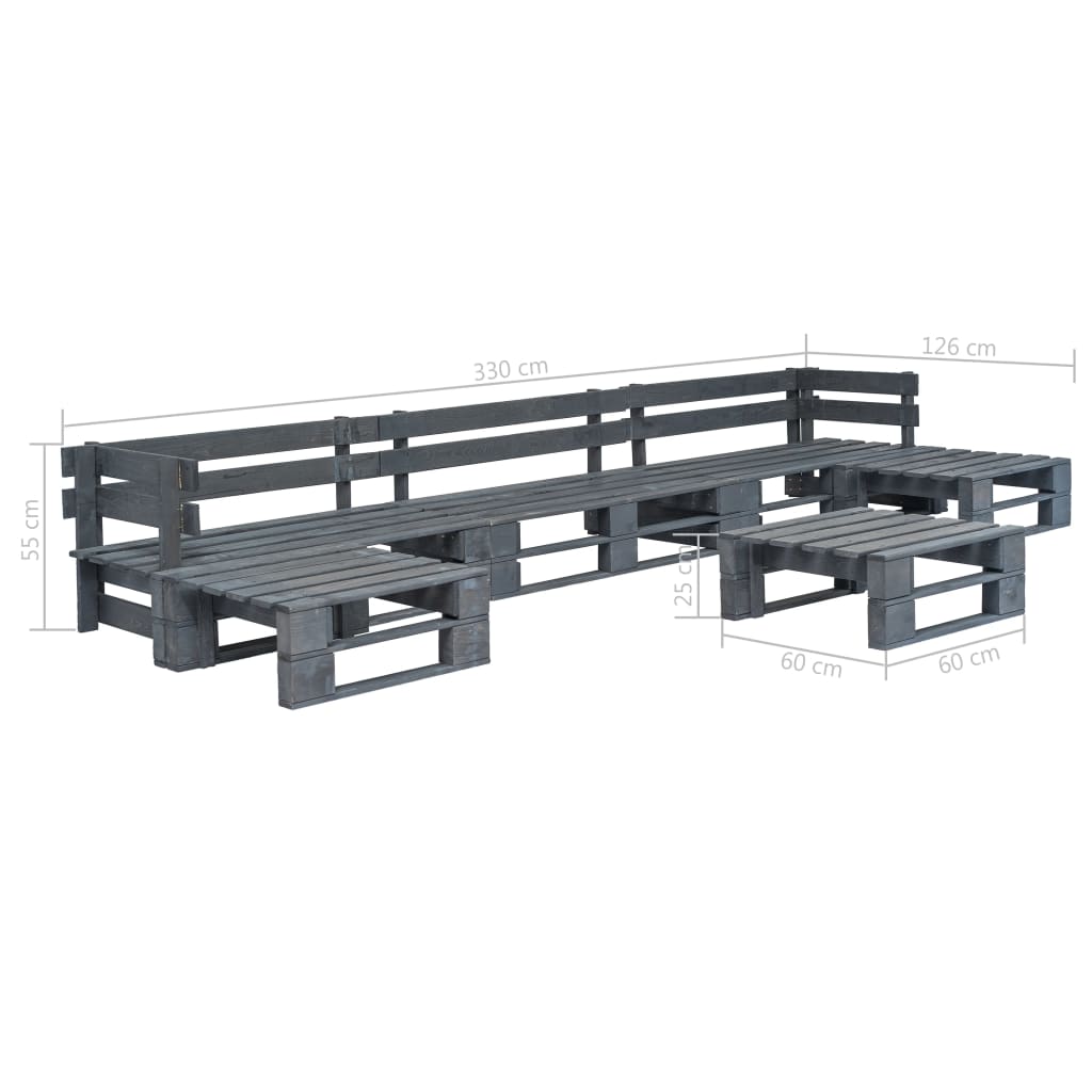 vidaXL 6 Piece Garden Pallets Lounge Set Wood Grey