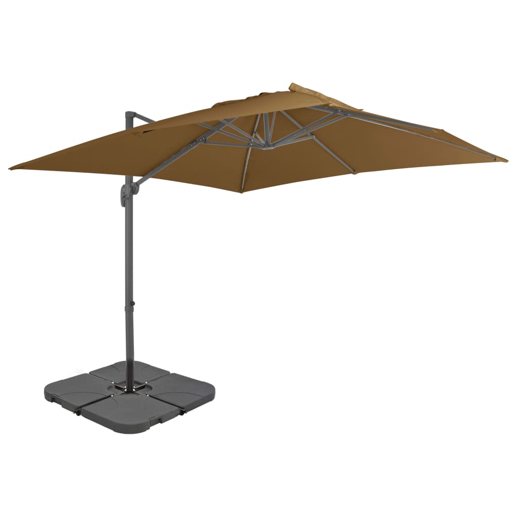 vidaXL Outdoor Umbrella with Portable Base Taupe